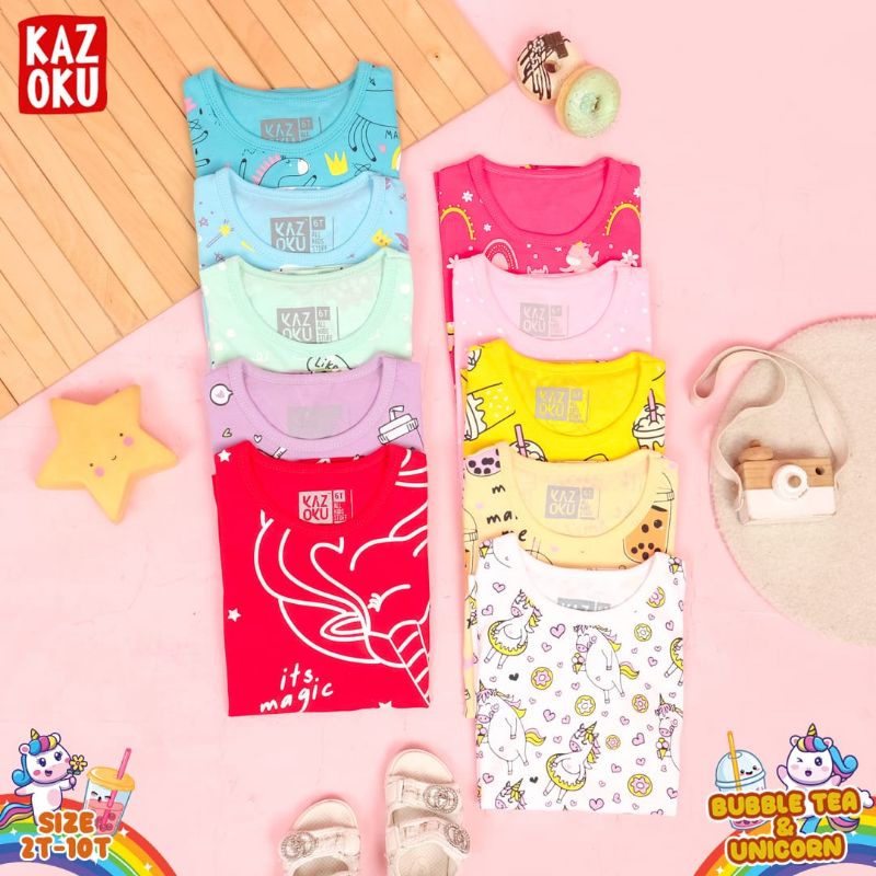 Kazoku Kaos Girl Fullprint Usia 2 sd 10 Tahun Kaos Anak Cewek