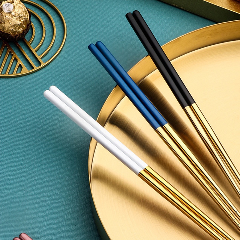 [Grosir] Sumpit Sushi Reusable Non-slip Sumpit Stainless Steel Premium Ringan Mudah Digunakan Chinese Chopstick