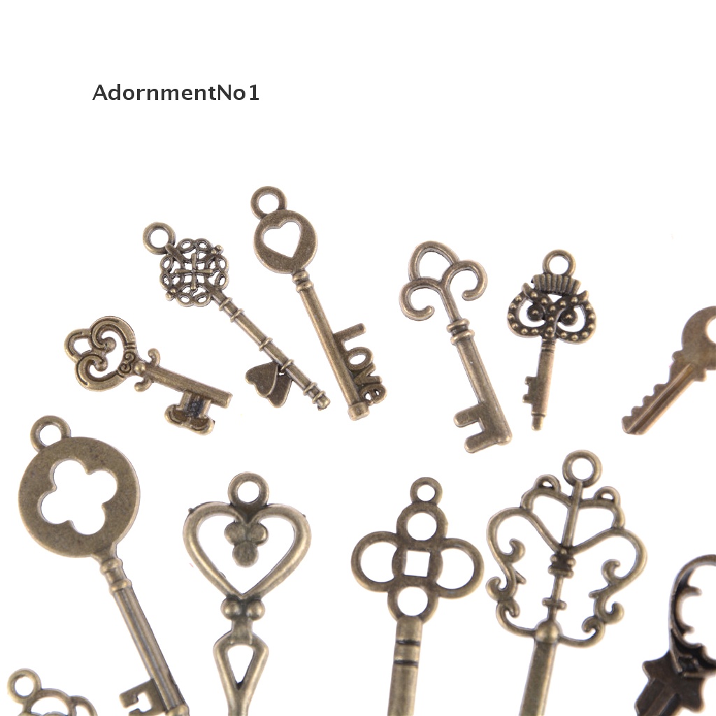 (AdornmentNo1) 13pcs / Set Liontin Vintage Antik Bentuk Kunci / Tengkorak Untuk Perhiasan Charms