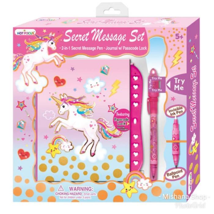 

Nb Buku Diary Anak Secret Message Unicorn & Invisible Ink Pen Hot Focus