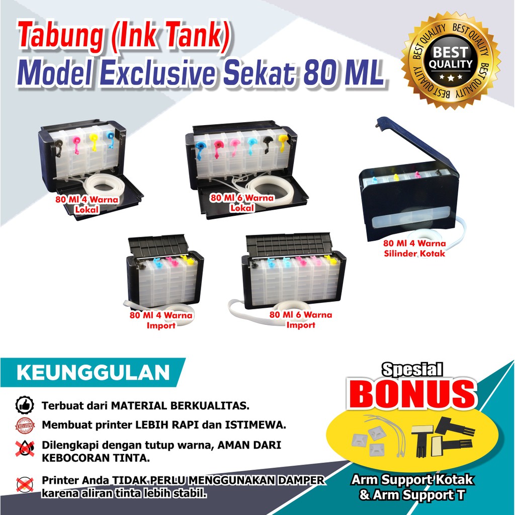 Paket Tabung Exclusive Lokal Model Sekat Plus Ink 4 Warna 80 ML 80ML