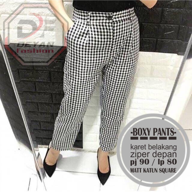 DF - celana baggy pants kotak // boxy pants // celana pensil zara tartan pants