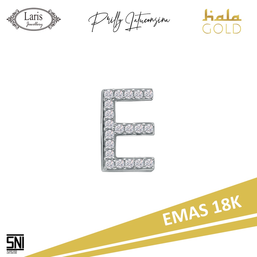 Liontin Huruf E Prilly Latuconsina x Lop U Collection Halagold - Liontin Emas Huruf 18k