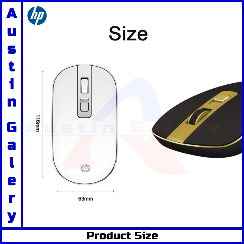 Mouse Wireless HP S4000 Silent 1600DPI Mouse Wireless 2.4G Untuk PC Laptop Komputer