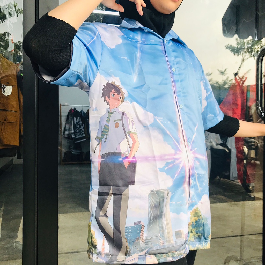 Kemeja Kimi no Nawa Anime Manga Your Name Fullprint Premium Unisex