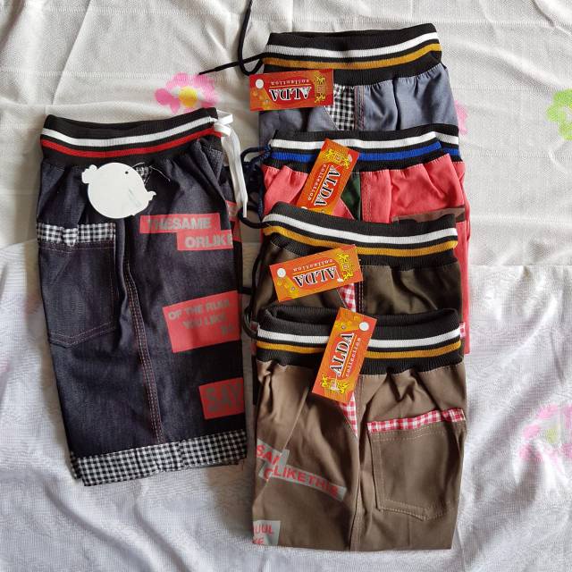 CELANA PENDEK ANAK / Celana Kolor Rip Jeans Katun Twill Joffa Sablon Motif Lucu Murah