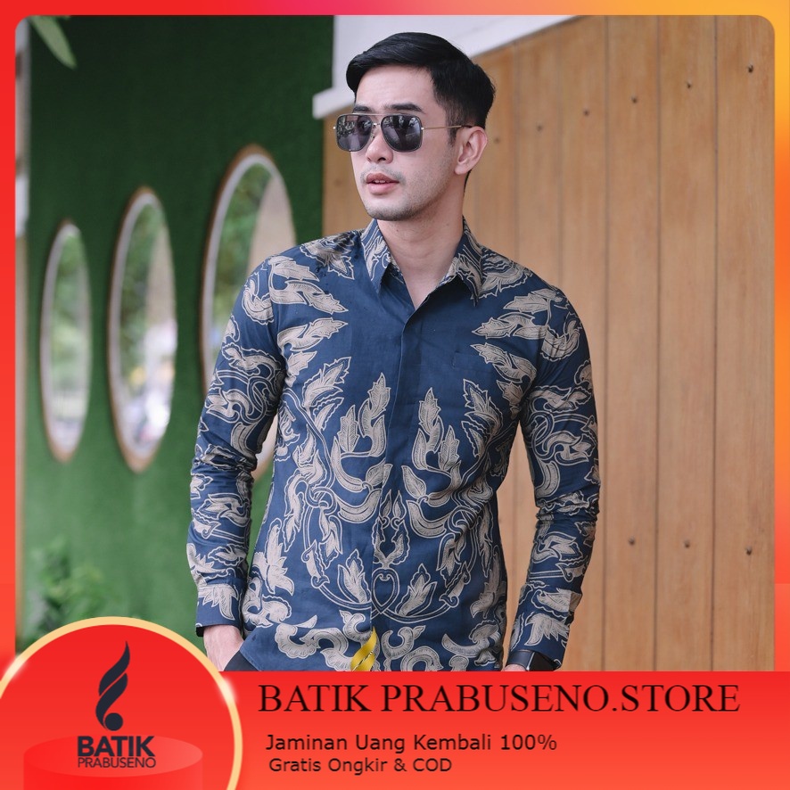 Prabuyasa Kemeja Kerja Kantor Batik Pria Lengan Panjang Branded Slimfit Original Prabuseno Atasan Co
