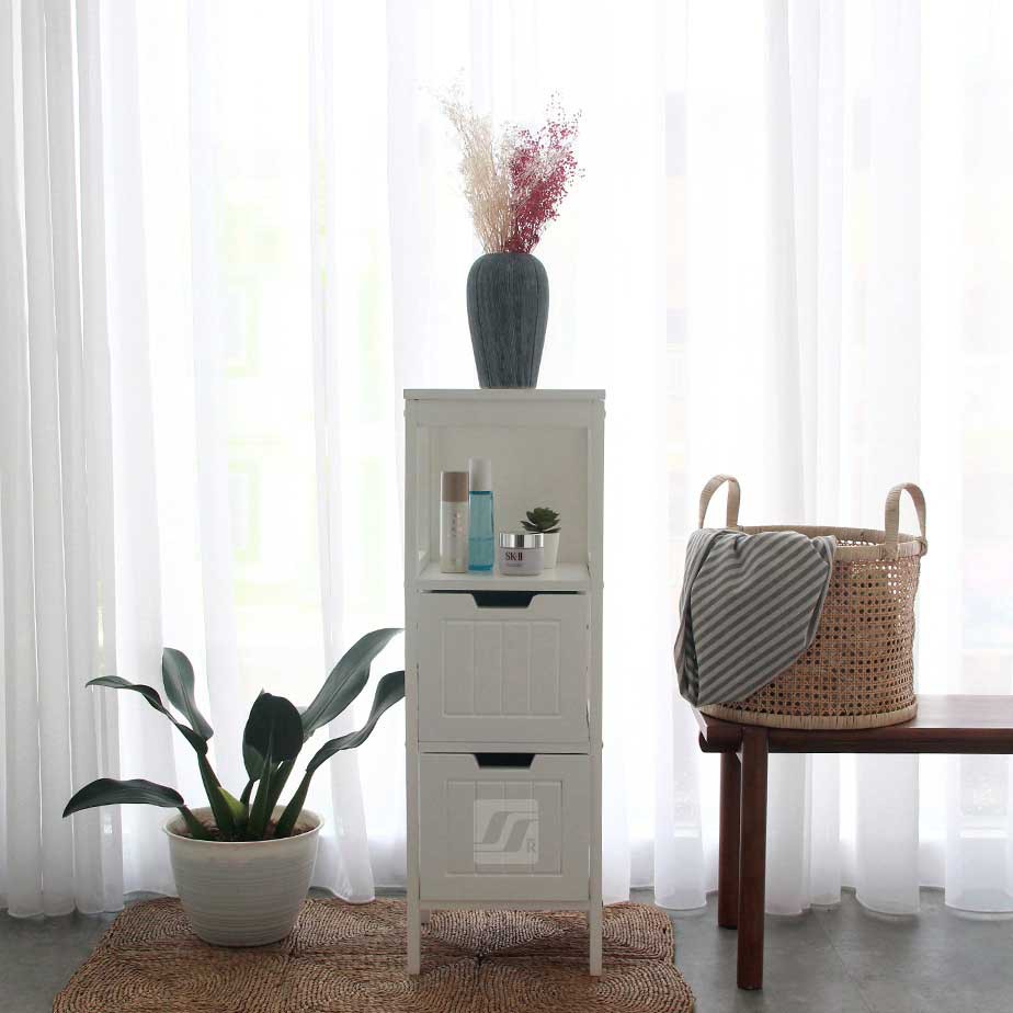 Rak Serbaguna Sudut Rak Laci Rak Kayu Susun 3 Putih Rak Buku Minimalis Elegan Serbaguna Valencia F2C