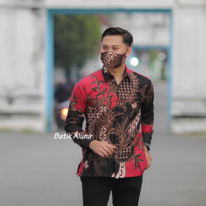 Batik pria lengan panjang Kemeja Atasan Baju batik pria laki laki lengan panjang premium cowok solo