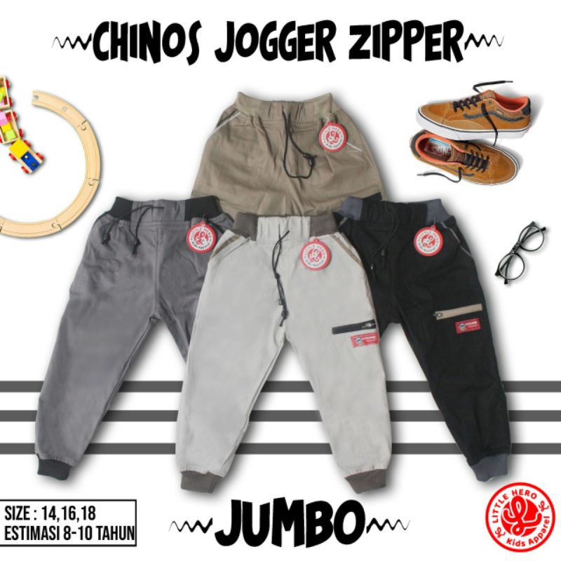 LITTLE HERO Chinos Jogger Zipper Jumbo 14 16 18