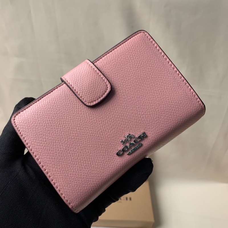 Coach Medium Corner Zip Wallet In Signature Soft Pink