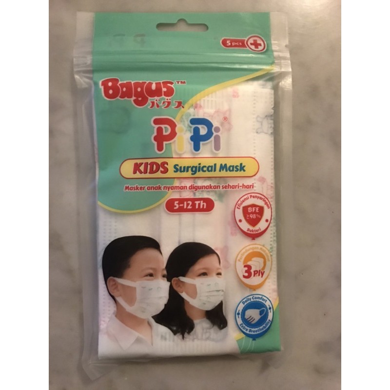 Masker Bagus PiPi Kids Surgical Mask 5 pcs