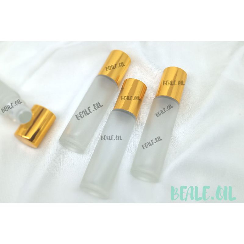 Botol Roller Kaca Frosted Doff Tebal 10ml Tutup Gold roll on rollon kaca tebel