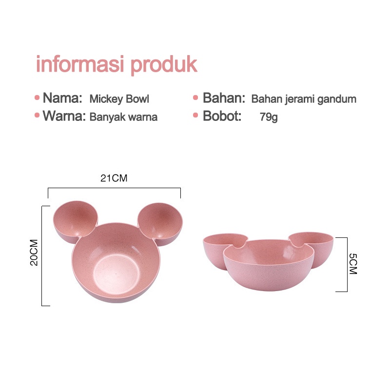 Set peralatan makan/Mickey Bowl/Mangkok Makan Anak Bentuk Karakter  L292