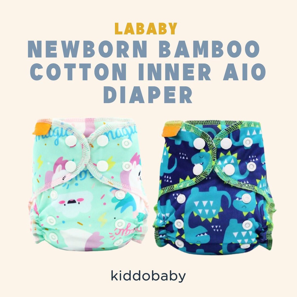 Lababy Newborn Bamboo Cotton Inner Aio Diaper  | Popok Kain Bayi