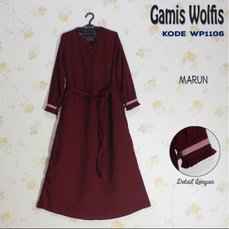Gamis Polos Bahan wolfis