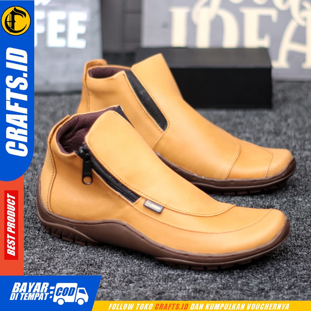 CRAFTS cora - Sepatu Boots Pantofel Formal Kulit Asli Kerja Pria