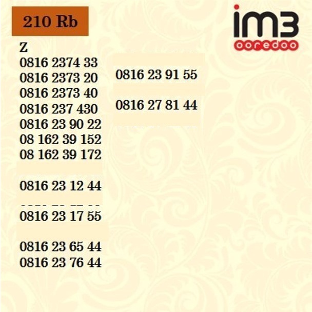 Nomor Cantik 10 Digit kartu perdana nomer im3 Ooredoo 4G indosat