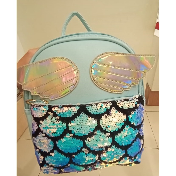 TAS RANSEL ANAK MERMAID MERK PINK KISS BY ELIZABETH