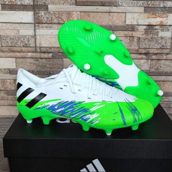 Sepatu Bola Adidas Nemeziz 19.3 White Green Fg-sepatu bola-sepatu bola aidas-soccer