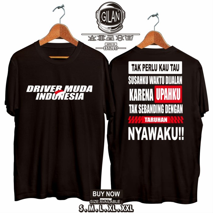 KAOS BAJU DRIVER MUDA INDONESIA TRUK CARRY PICKUP CANTER SS