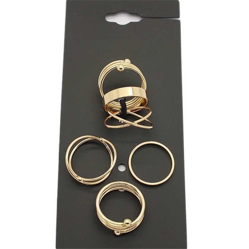 6pcs / Set Cincin Knuckle Bahan Alloy Gaya Punk Unik