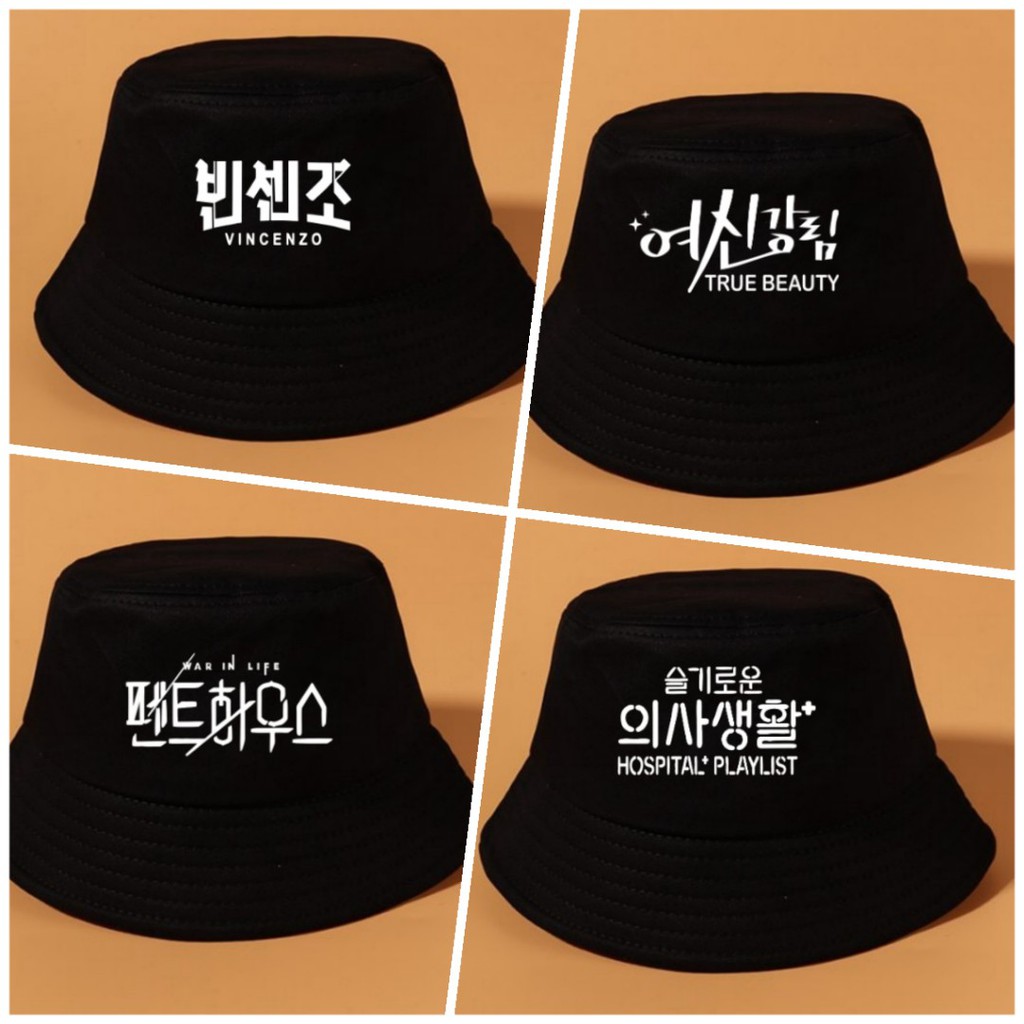 Topi Bucket Hat Wanita Pria Korea Drakor Kdrama Penthouse Vicenzo True Beauty Hospital Playlist