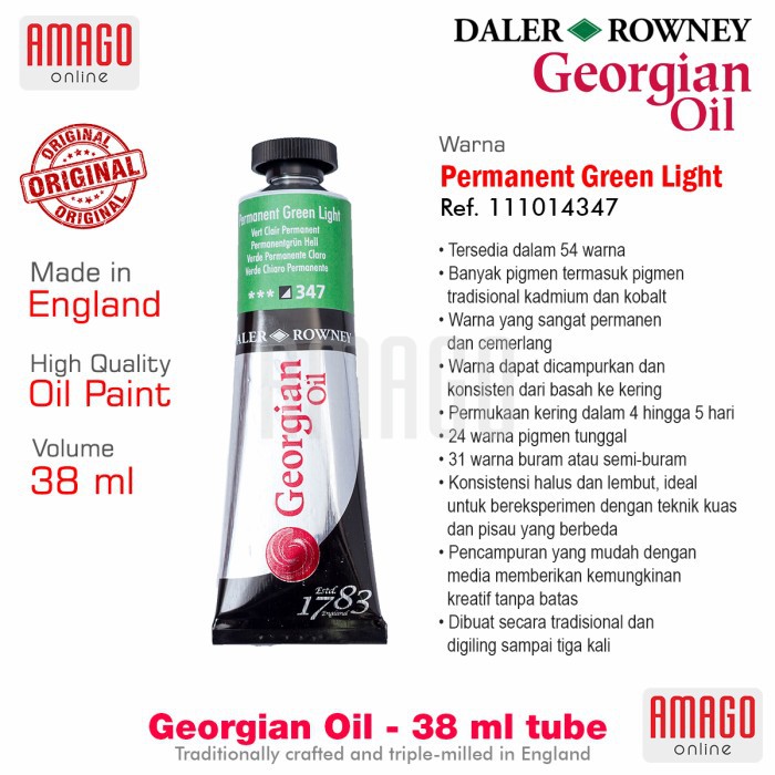 DALER-ROWNEY - GEORGIAN OIL 38 ml - PERMANENT GREEN LIGHT - 111014347