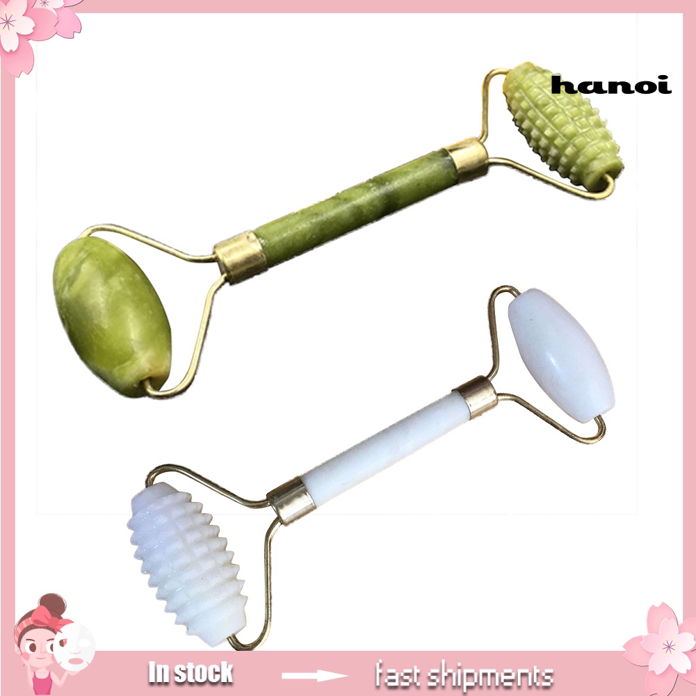 HQTM_Double Head Faux Jade Roller Neck Facial Beauty Massage Slimming Tool for Body