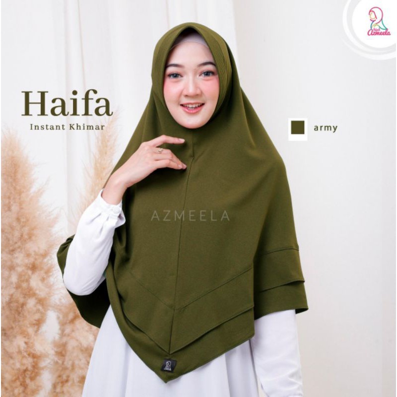 Haifa Khimar by Azmeela hijab instant simple syar'i Zara crepe pad-Army