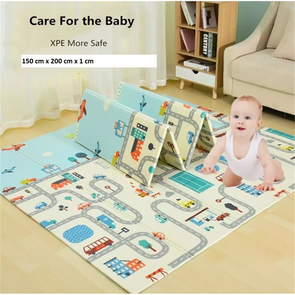 JUMBO  180X200 FREE TAS PACKING!! PLAYMAT LIPAT BABY KARPET ANAK ANTI BAKTERI 2 MOTIF BOLAK BALIK TIKAR KESEHATAN