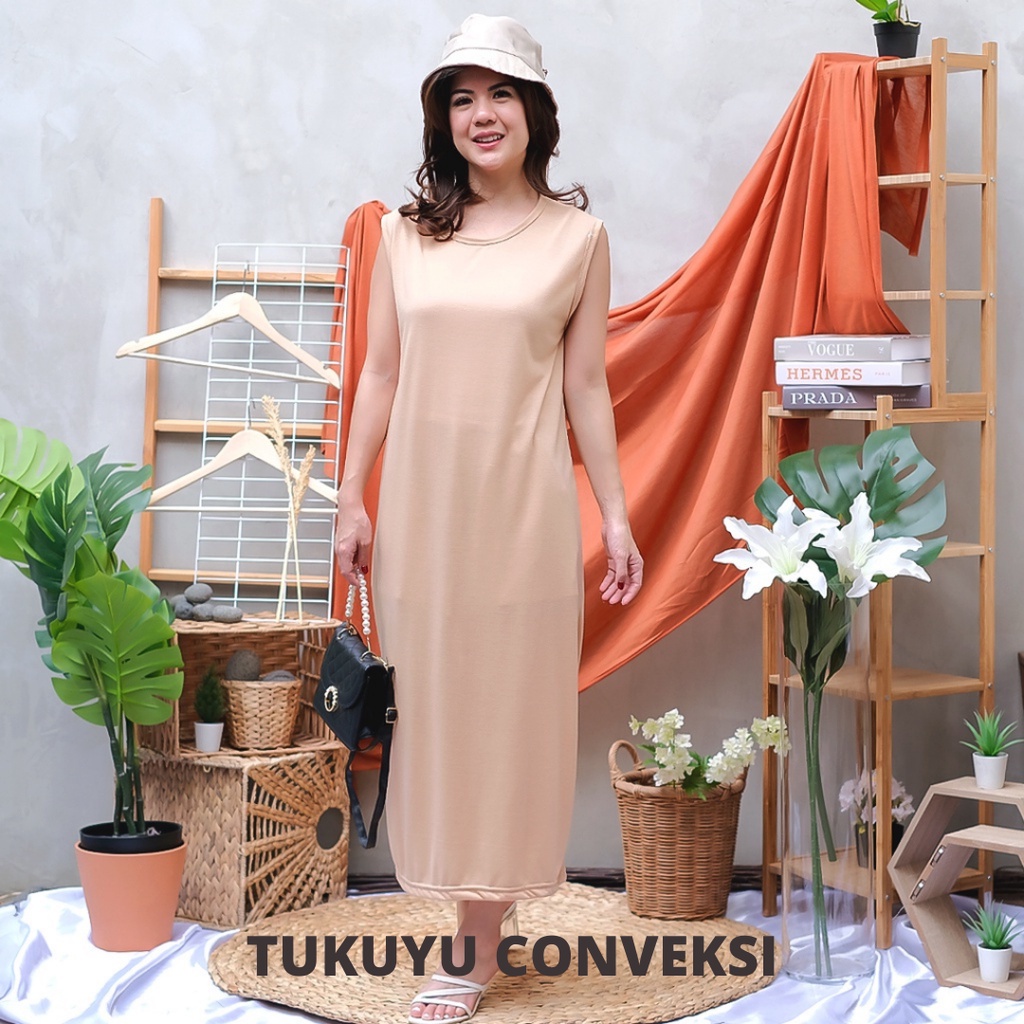 GROSIR INNER SPAN DRESS BY HASNA -  INNER DRESS SINGLET DALAMAN GAMIS MUSLIM - INNER DRESS PANJANG P