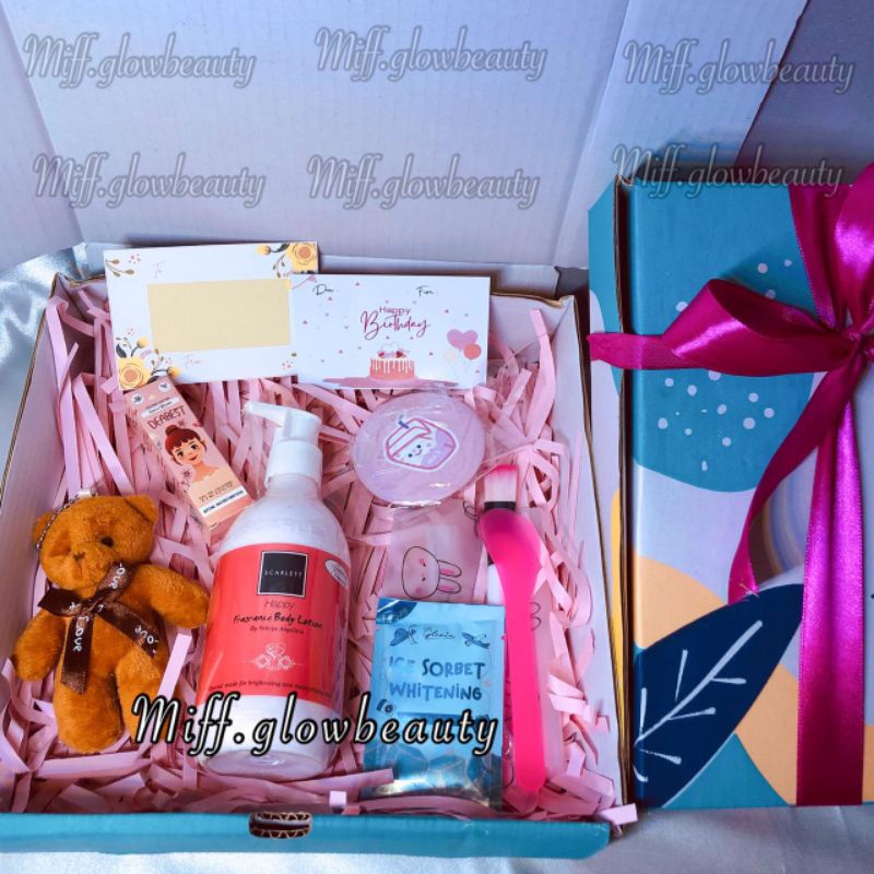 Miffglow - (COD) BEBAS REQUEST HAMPERS / GIFT BOX Scarlett whitening body lotion body scrub body shower original kado cewek kado unik kado ulang tahun