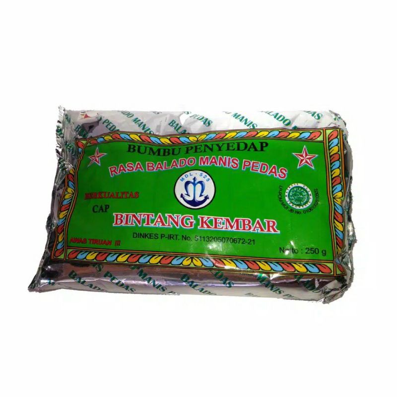 

Bumbu Tabur Bintang Kembar 250 gr Rasa Balado Manis Pedas