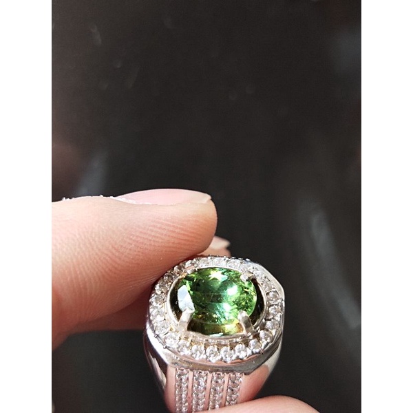 batu permata ring perak green tourmaline 2.37 ct