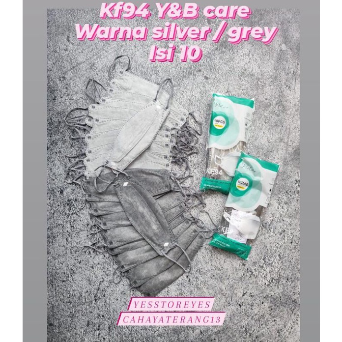 READY MASKER KF94 ONCARE KOREA FACE MASK WARNA ABU TUA GREY ATAU SILVER ABU MUDA ISI 10 LBR PER PACK