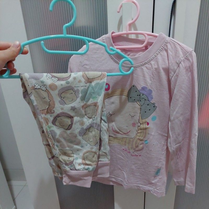preloved velvet junior bamboo cotton mix match premium pajamas piyama pjs pj set lengan panjang baju