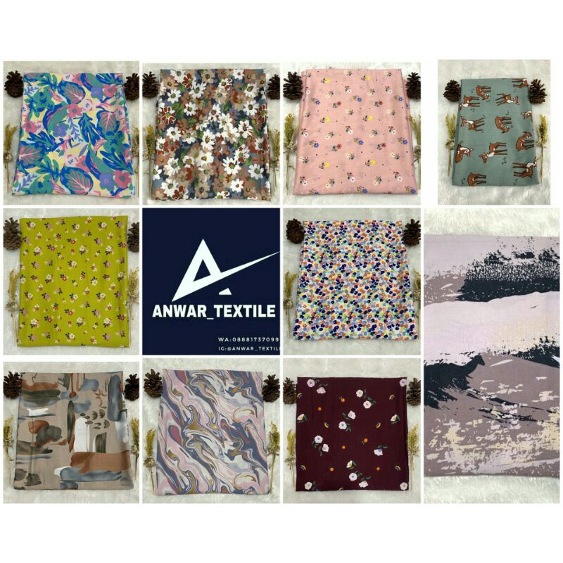 KAIN KATUN RAYON MOTIF VISCOSE  PREMIUM UNIQLO,BAHAN PAJAMAS DAILAY .