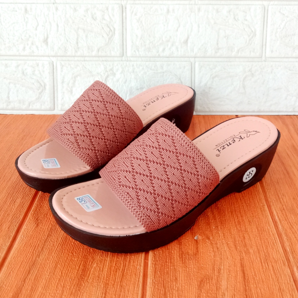 Kenzi Rajut 02 Sandal Slop Wanita Wedges 37-40 Salem