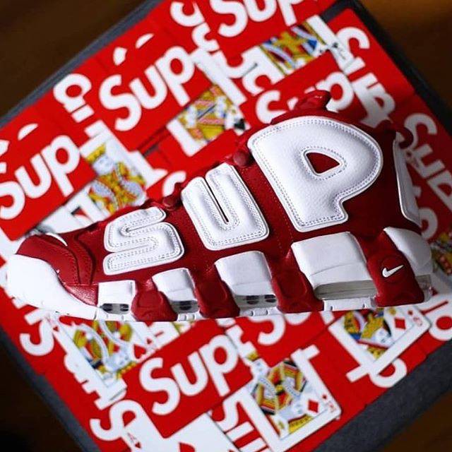 Nike Air More Uptempo x Supreme Premium Original ( sepatu nike / sepatu gaya / sepatu keren )