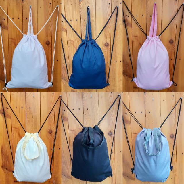 NEW DUAL FUNGSI BISA TOTEBAG  STRINGBAG RANSEL SERUT SABLON | bahan drill polos