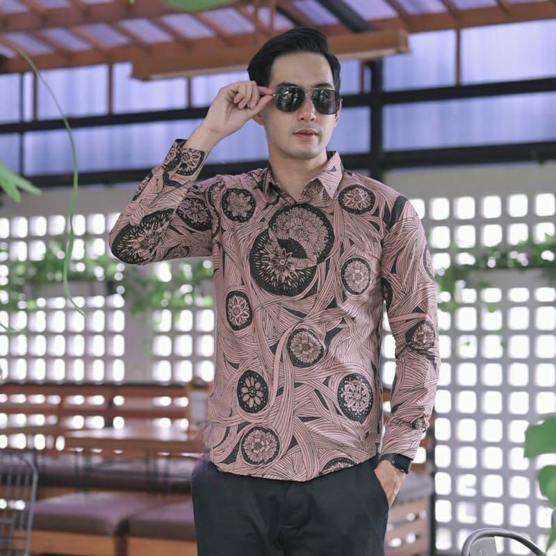 ABSTRAK MUDA Kemeja Batik Pria Slimfit Premium Lengan Panjang Bahqn Katun Halus Sragenan