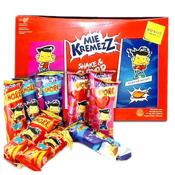 

MIE KREMEZZ SHORR MIX 3 RASA/ MIE KREMES SHAKE & SHORR/ MI KREMES SHORR SNACK ENAK