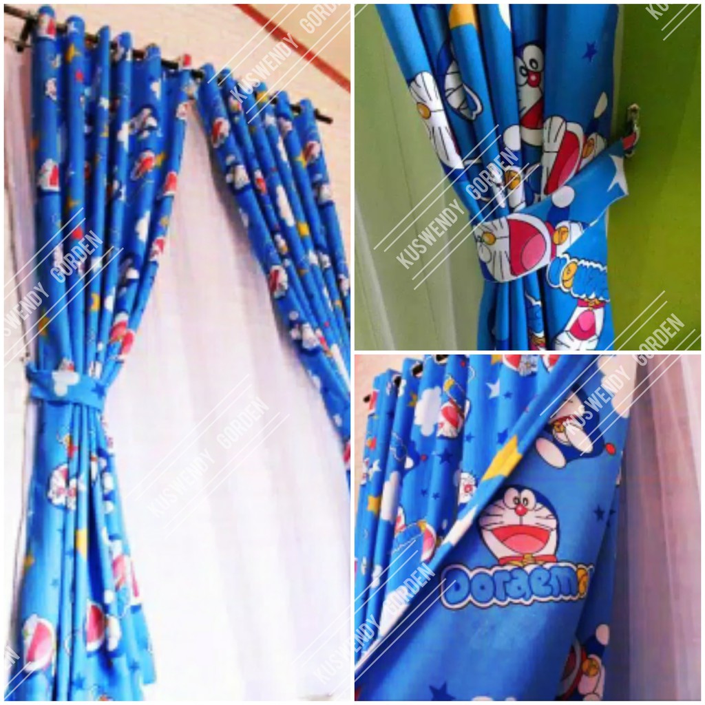 Gorden Blackout 100 x 250 cm Tinggi 2.50 meter HelloKitty &amp; Doraemon Hordeng Jendela Pintu