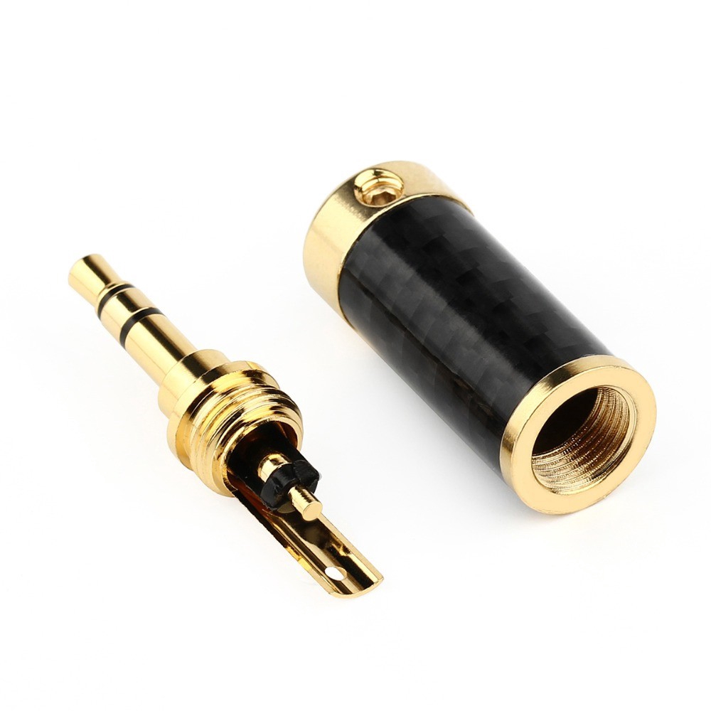 3.5mm Plug Audio Jack 3 Pole Carbon Fiber Earphone Splice DIY Stereo Headphone Repair Solder Wire