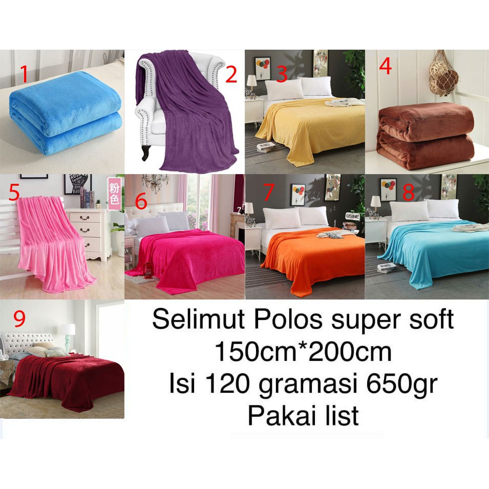 Syakila Selimut Polos/Selimut  Super Soft ROSANNA ROTARI 150x200