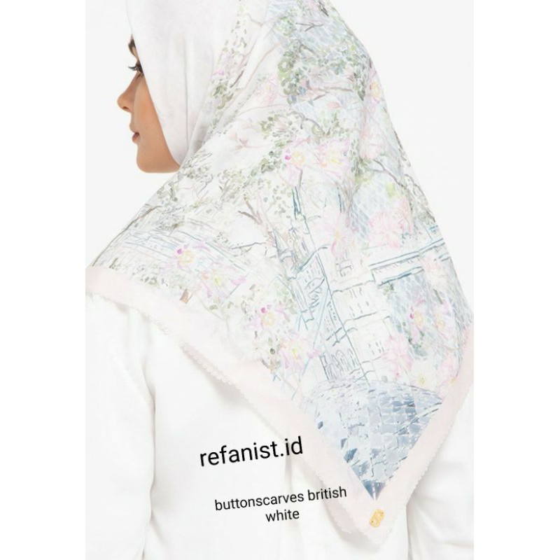 SALE  BUTTONSCARVES BRITISH WHITE