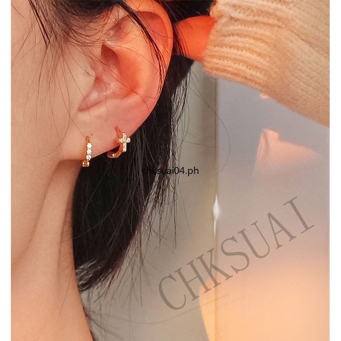 1 Pair 14K Gold-plated Helix Earrings Mini Zircon Hoop Earings for Women Piercing Earring Set Cubic Zirconia Cartilage Earing Stud