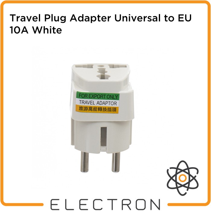 Travel Plug Adapter Universal to EU 10A White Power Socket Arde Ground