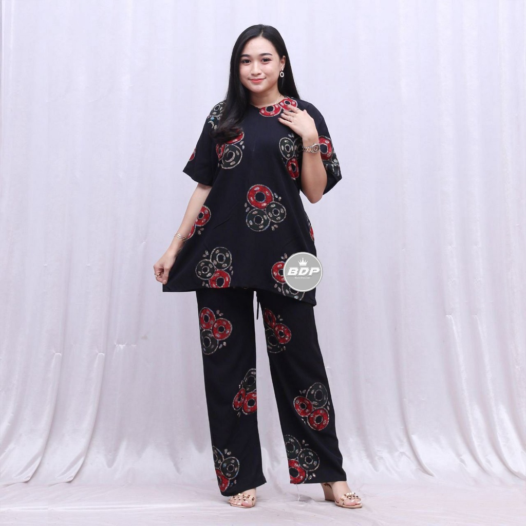 TERBARU | SETELAN BAJU TIDUR PIYAMA BATIK CAP |RAYON GRADE A  |  BAJU TIDUR PIYAMA BUSUI RESLETING DEPAN-6